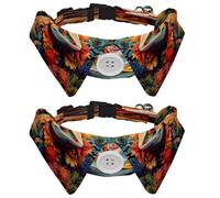2 Pack Small Dog Bow Ties Shirt Collar, Chameleon Floral Puppy Dogs Cats Bowties for Party Wedding Holiday Pet Accessories