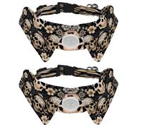 2 Pack Small Dog Bow Ties Shirt Collar, Daisies Skull Pattern Puppy Dogs Cats Bowties for Party Wedding Holiday Pet Accessories