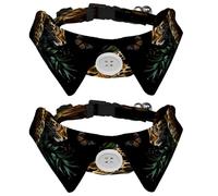 2 Pack Small Dog Bow Ties Shirt Collar, Jungle Leopard Butterfly Puppy Dogs Cats Bowties for Party Wedding Holiday Pet Accessories