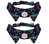 2 Pack Small Dog Bow Ties Shirt Collar, Neon Skeletons Dance Puppy Dogs Cats Bowties for Party Wedding Holiday Pet Accessories
