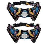 2 Pack Small Dog Bow Ties Shirt Collar, Owl on The Branch Puppy Dogs Cats Bowties for Party Wedding Holiday Pet Accessories