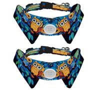 2 Pack Small Dog Bow Ties Shirt Collar, Owls Sitting on Branch Puppy Dogs Cats Bowties for Party Wedding Holiday Pet Accessories