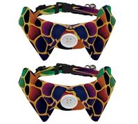2 Pack Small Dog Bow Ties Shirt Collar, Rainbow Giraffe Texture Puppy Dogs Cats Bowties for Party Wedding Holiday Pet Accessories