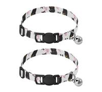 2 Pack Small Dog Collar Black Cats Yellow Eyes Cat Collars with Bell, Adjustable Length 10.6" to 17.1"