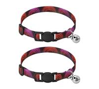 2 Pack Small Dog Collar Dark Gradient Rainbow Blue Cat Collar Breakaway with Bell, Adjustable Length 10.6" to 17.1"