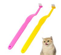 2 Pack Small Dog Toothbrush Mini Head Soft Tooth Brush Kit for Sensitive Gum Puppy Kitten Small Dog Cat (Red and Yellow)