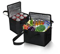 2 pack small Food Cooler Bag, 5L/7L thermal insulation picnic bag, Portable Delivery Bag with Zipper, Great Cooler Bag for Picnic, Travel, Food Delivery (Black)