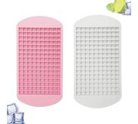 2 Pack Small Ice Cube Tray, Mini Ice Cube Trays 160 Grids Tiny Square Ice Cubes Molds, Food-Grade Silicone Ice Cube Tray Small for Freezer, Whiskey, Cocktails, Milk and Juice (Pink & White)