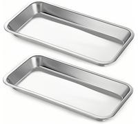 2 Pack Small Instrument Tray, Stainless Steel Rectangular Tray Small Laboratory Supplies Trays for Lab Tool dental clinical trays, Metal Tray Surgical Sterilization