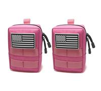 2 Pack Small Molle Pouches - Tactical Compact Water-Resistant EDC Pouch Bag Utility Belt Pouch Waist Pack Bag (PinkPink)