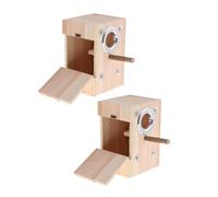 2 Pack Small Pet Bird Parrot Hatching Breeding Box Nest House Natural Wood Single Door for Finches Sparrows Robins Parakeets Squirrels Rats Hamsters