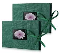 2 Pack Small Photo Album 4x6, Picture Album, Picture Book, Mini Brag Book | Ribbon Closure, Linen Fabric Cover, Front Window, Sturdy Binding, Acid-free, PVC free, Artwork Weddings Family Boudoir
