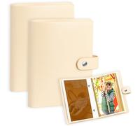 2 Pack Small Photo Albums 4x6 Slip In Hold Totally 52 Photos 10x15cm, Mini Flip Photo Album Little Portable Memory Book with Leather Cover for Baby Wedding Holiday Family Birthday Travel (Beige)