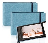 2 Pack Small Photo Albums, Mini Flip Photo Album Book 6x4 Inch with Linen Cover 200 Photos for Baby Wedding Holiday Family Birthday Travel(Blue)