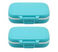 2 Pack Small Pill Box Supplement Case for Pocket or Purse - 3 Removable Compartments Travel Medication Carry Case - Daily Vitamin Organizer Box (Blue)