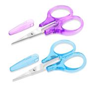 2 Pack Small Sewing Scissors Stainless Steel Crafting Scissors Sharp Scissors with Cover, Precision Portable Scissor for Embroidery Quilting Sewing Knitting Crafting (Blue + Purple)