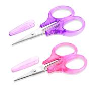 2 Pack Small Sewing Scissors - Stainless Steel Crafting Scissors with Cover, Precision Portable for Embroidery Quilting Sewing Knitting (Pink + Purple)