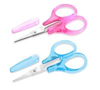 2 Pack Small Sewing Scissors - Stainless Steel Crafting Scissors with Cover, Precision Portable for Embroidery, Quilting, Knitting, Crafting (Blue + Pink)