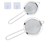 2 Pack Small Stainless Steel Fine Mesh Strainers with Kitchen Hooks,12 cm/8cm Diameter Fine Mesh Sieve Tea Strainers Kitchen Colander Sieve with Handle - Ideal for Juice Egg Tea Coffee Flour Filter