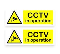2 PACK - Small Subtle 15cm X 5cm CCTV IN OPERATION Self Adhesive Stickers - Sign, Warning, Private Property, Surveillance SG034