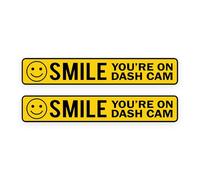 2 Pack - Small Subtle 20cm Sticker Gold - Smile Your ON Dash CAM Self Adhesive Stickers - Yellow/Black, Car, Van, Sign, Warning, CCTV, Surveillance, Camera, Vehicle Security