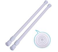 2 Pack Small Tension Rods 15.7 in to 28 Curtain Rods Window Rods in Extendable Width Spring Cupboard Bars for Kitchen Utensils, Closet, and Cabinet, Fit in The Spaces to Stay Up (white) (2 pcs-white)