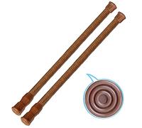 2 Pack Small Tension Rods 15.7 in to 28 Curtain Rods Window Rods in Extendable Width Spring Cupboard Bars for Kitchen Utensils, Closet, and Cabinet, Fit in The Spaces to Stay Up (white) (2 pcs-brown)