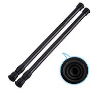 2 Pack Small Tension Rods 15.7 in to 28 Curtain Rods Window Rods in Extendable Width Spring Cupboard Bars for Kitchen Utensils, Closet, and Cabinet, Fit in The Spaces to Stay Up (white) (2 pcs-black)
