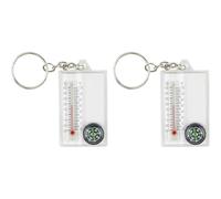 2 - Pack Small Thermometer & Compass Keychain, Portable Survival Navigation Tool with Keyring for Outdoor Adventures, Hiking, Camping