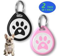 (2 Pack) Smart QR Code ID Dog cat Tags for Collar Personalized for Pet Online Profile - Scan QR Receive Instant Pet Location Alert Email, Anti-Lost,No Subscription fees (Black & Pink, for Dog - 1.2")