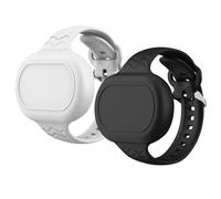 2 Pack Smart Tag 2 Bracelet Waterproof, Full Cover Silicone Wristband Compatible with Samsung Galaxy SmartTag2, SmartTag 2 Watch Band Hidden Holder Case Accessories (Black+White)