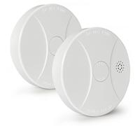 2 Pack Smoke Alarms for Home Fire Alarms 10 Years Lifetime Optical Smoke Detector 9 V Photoelectric Smoke Alarm with Replaceable Battery for Halls RV Tenant