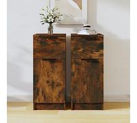 2-Pack Smoke Oak Credenze 30x30x70 cm Space-Saving Wooden Cabinets Stylish Entryway Furniture Perfect for Bedrooms and Living Rooms Multi-Layered Design