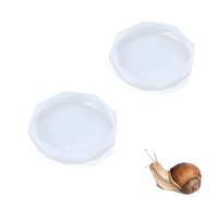 2 Pack Snail Water Dish - Silicone Calcium Bowl Feeder for Land Snails (round-2PCS)