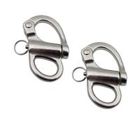 2 Pack Snap Shackle, 35mm Stainless Steel Quick Release Fixed Snap Anchor Shackle Rigging, Multifunctional Eye Snap Shackle for Sailboat Yacht Boat