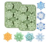 2 Pack Snowflake Silicone Mold,Christmas Soap Molds Great for DIY Chocolates,Handmade Soaps,Biscuit,Candy Molds,Winter Party Home Decorations (Green Snowflake Mold)