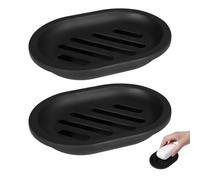 2-pack Soap Dish, Soap Holder, Soap Saver, Easy Cleaning, Dry, Stop Mushy Soap,black soap dish (Black)