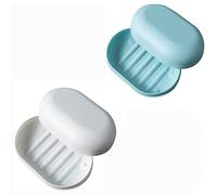 2 pack soap traveler, soap box soap container, travel, camp, gym (sky blue and white)