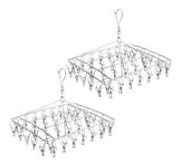 2 Pack Sock Drying Rack Stainless Steel, Sock Dryer Laundry Drying Hanger for Socks, Underwear, Bras,Gloves,Laundry Accessories (80 Clips)