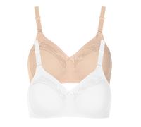 Lisca Women's Pack of 2 Non-Wired Bra Manja 000930 Skin-White 36B