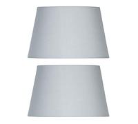 2 Pack - Soft Grey 12" Cotton Drum Vintage Tapered Fabric Lampshade with Reversible Gimble & Shade Reducing Ring to Fit All Types of Lampholders - Sold in Pairs