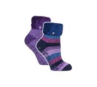 2 Pack Soft Lounge Socks with Grips Heat Holders Bright Pink 4-8