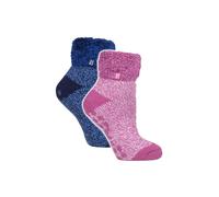 2 Pack Soft Lounge Socks with Grips Heat Holders Bright Yellow 4-8