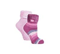 2 Pack Soft Lounge Socks with Grips Heat Holders Burgundy 4-8