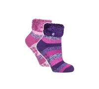 2 Pack Soft Lounge Socks with Grips Heat Holders Burnt Orange 4-8