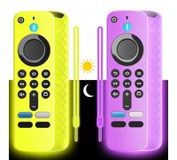 (2 Pack) Soft Silicone Remote Cover for (newestmodel) Stick HD, 4K Remote Controls, Stick Cover Glow in The Dark, Anti Slip Shockproof Protective Case with Lanyard (Glow Yellow&Glow Purple)