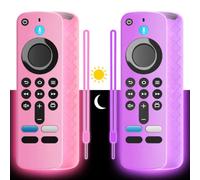 (2 Pack) Soft Silicone Remote Cover for (newestmodel) Stick HD, 4K Remote Controls, Stick Cover Glow in The Dark, Anti Slip Shockproof Protective Case with Lanyard (Glow Pink&Glow Purple)
