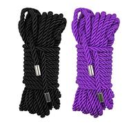 2-Pack Soft Silk Rope, Twisted Trim Cord Rope Nylon Twisted Cord Trim Thread String Rope, Durable Multipurpose Satin Shiny Cord, 32 Feet/8MM (Black+Purple)