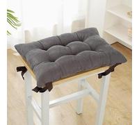 2 Pack Soft Stool Cushs with Ties Grey 40x40x5cm Seat Pads for Small Stools table Chair Pads for School & Office Use
