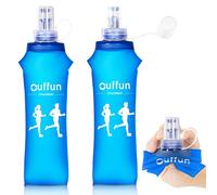 2 Pack Soft Water Bottle, TPU Collapsible Flask Foldable Bottles for Hydration Pack, BPA-Free, Running Lightweight Water Bottle for Outdoor Sports like Hiking Cycling Climbing Running (17OZ/500ml)